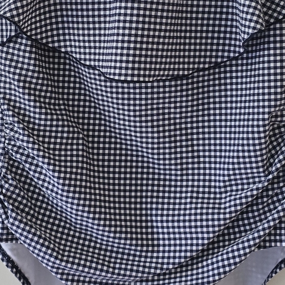 NWT Kona Sol Swimsuit Blue Gingham Ruffle One Piece Bathing Suit Size XL (16-18) - Picture 14 of 16